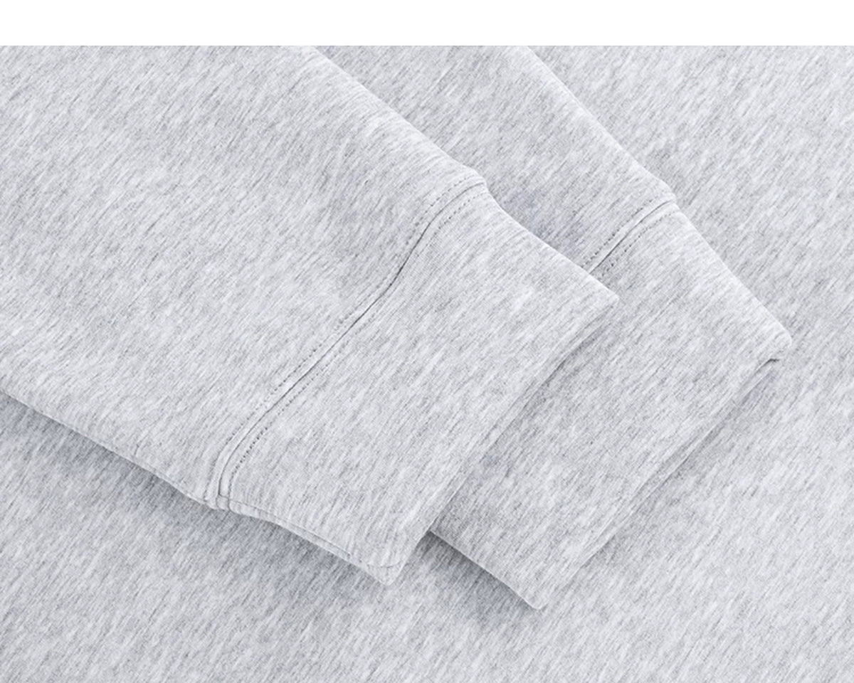 IDLT half zip sweatshirt, heather gray cuffs.