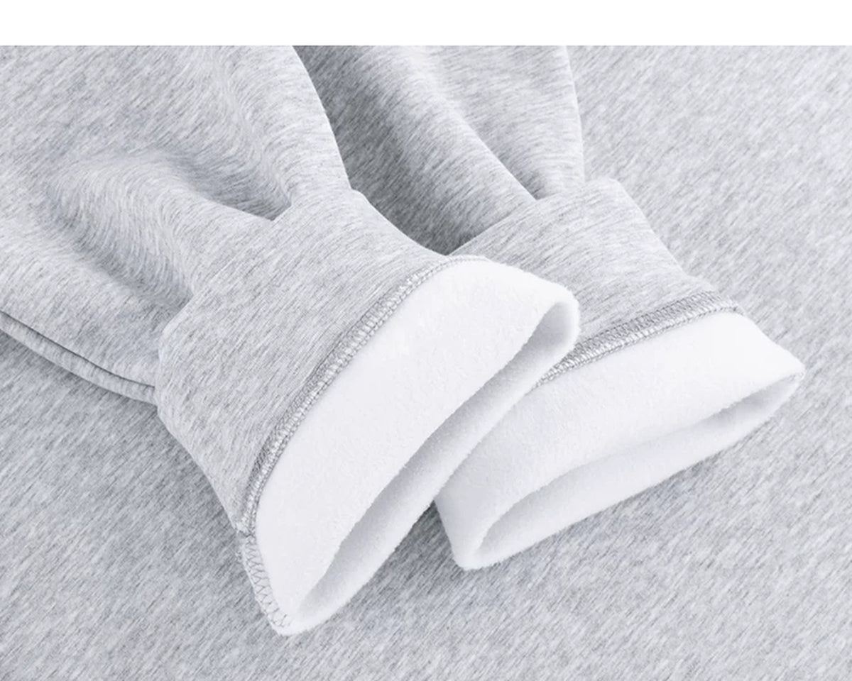 IDLT half zip sweatshirt, heather gray turned cuffs.