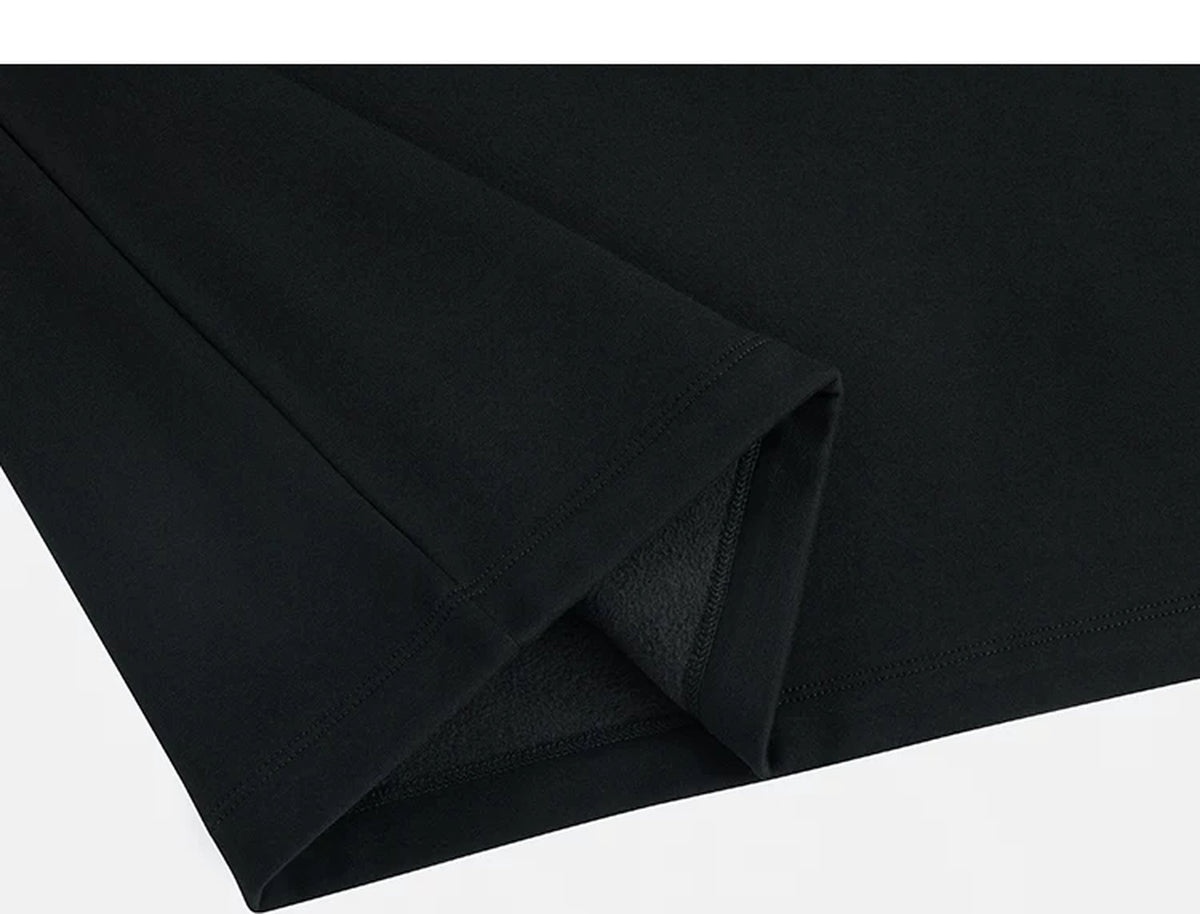 IDLT half zip sweatshirt, black folded hem.