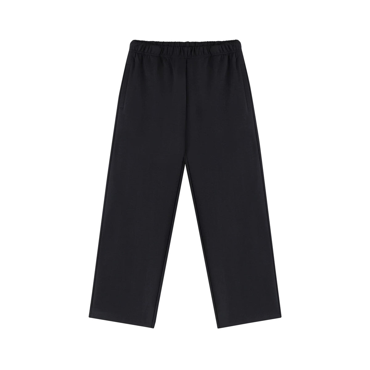 IDLT wide leg sweatpants, black front.