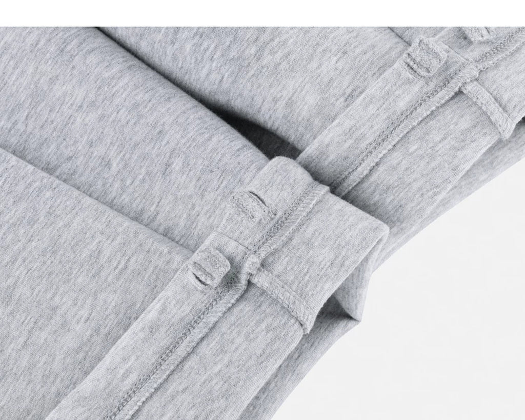 IDLT wide leg sweatpants, heather gray inner hem seams.