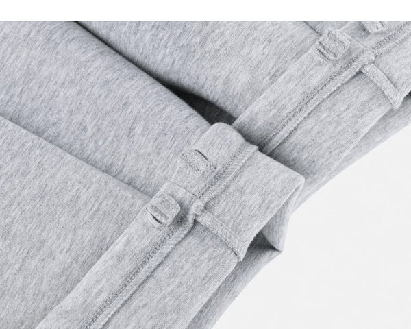 IDLT wide leg sweatpants, heather gray inner hem seams.