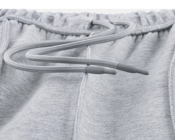 IDLT wide leg sweatpants, heather gray inner drawstring.