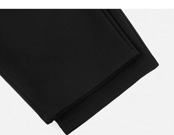 IDLT wide leg sweatpants, black leg hems.