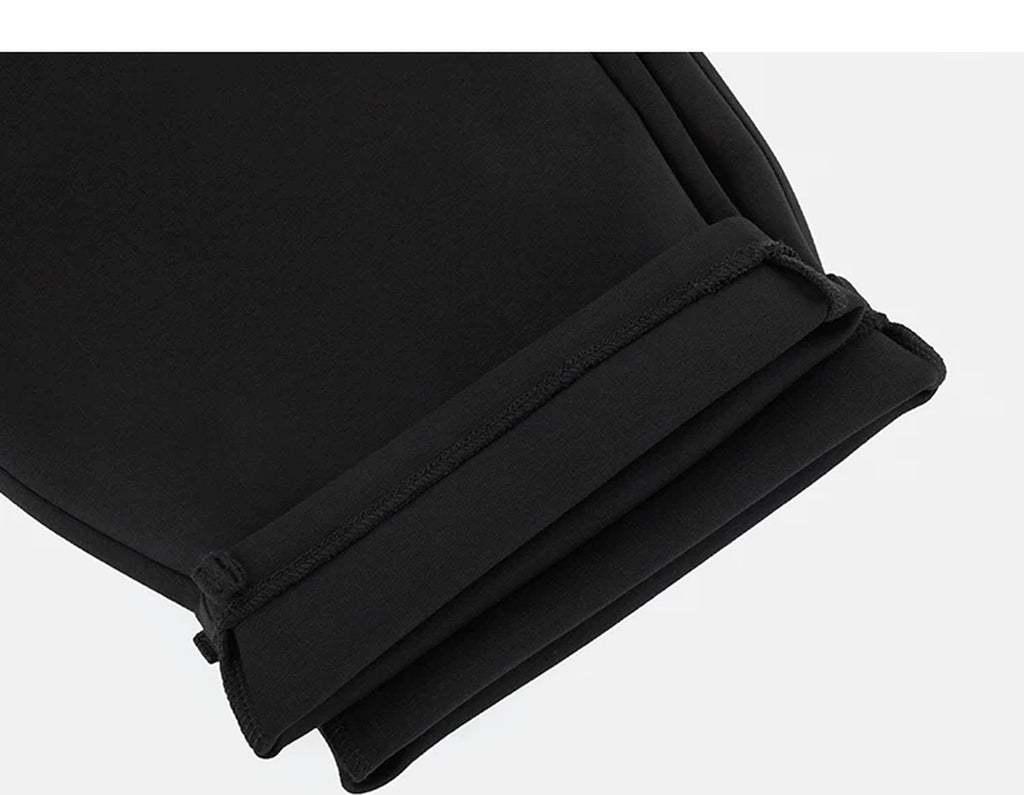 IDLT wide leg sweatpants, black rolled hems.