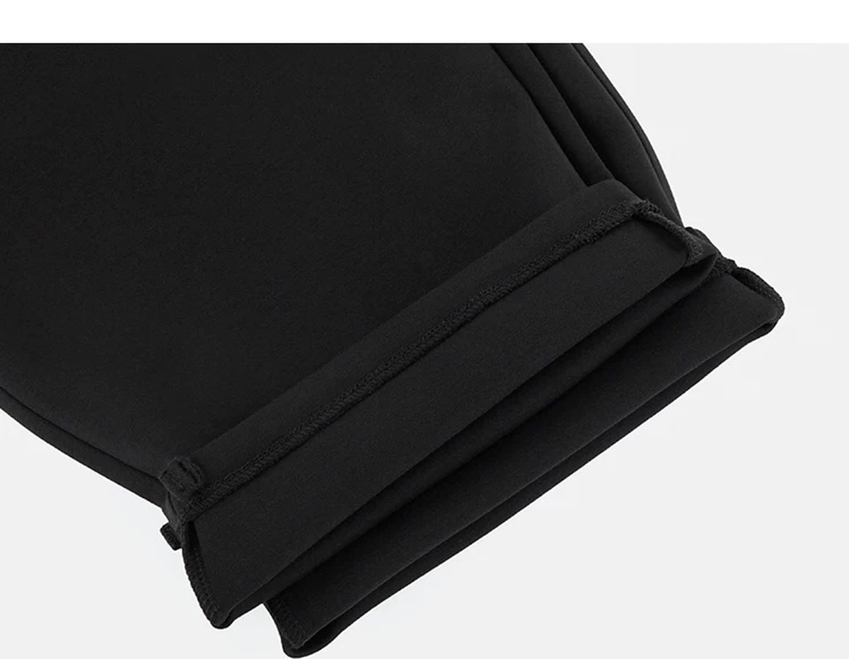 IDLT wide leg sweatpants, black rolled hems.