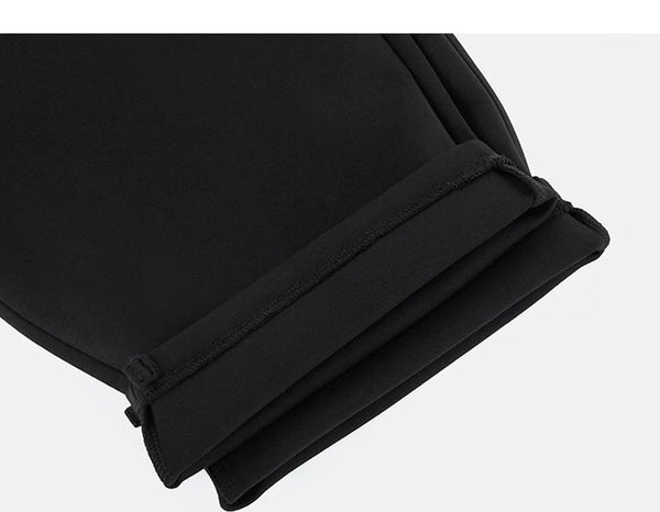 IDLT wide leg sweatpants, black rolled hems.