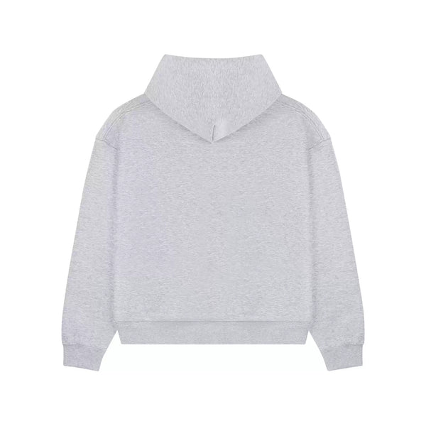 IDLT zip hoodie, heather gray back.