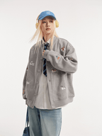 Dog Embroidered Button - Front Sweatshirt Jacket - COPPING THREADS - CATTEE