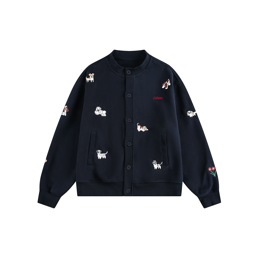 Dog Embroidered Button - Front Sweatshirt Jacket - COPPING THREADS - CATTEE