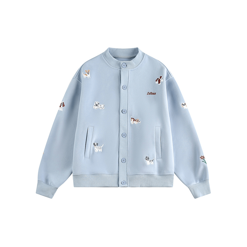 Dog Embroidered Button - Front Sweatshirt Jacket - COPPING THREADS - CATTEE