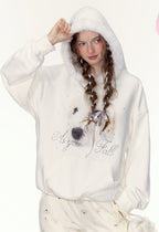 Dog Graphic Rhinestone Furry Trim Hoodie - COPPING THREADS - AYF