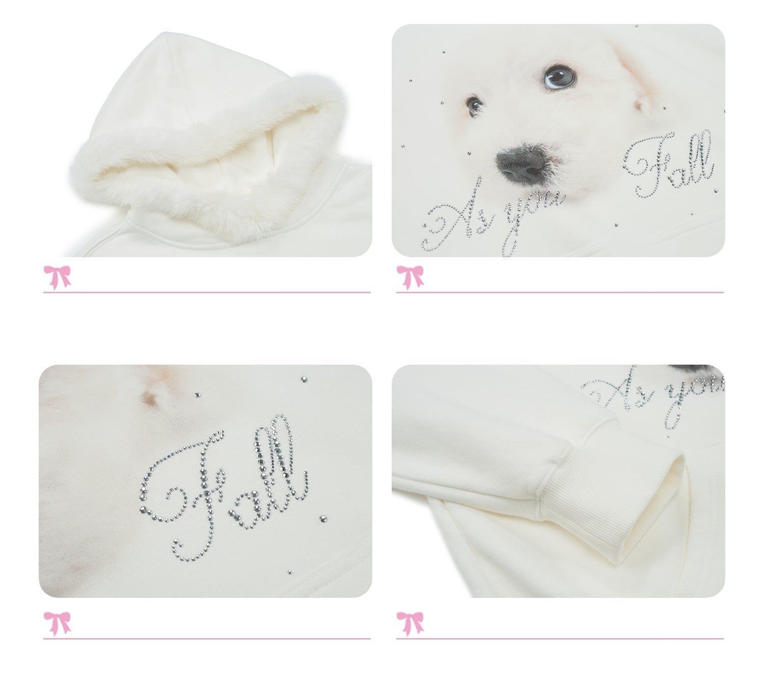 Dog Graphic Rhinestone Furry Trim Hoodie - COPPING THREADS - AYF