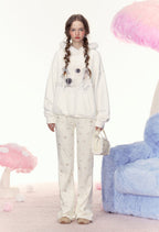 Dog Graphic Rhinestone Furry Trim Hoodie - COPPING THREADS - AYF