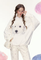 Dog Graphic Rhinestone Furry Trim Hoodie - COPPING THREADS - AYF