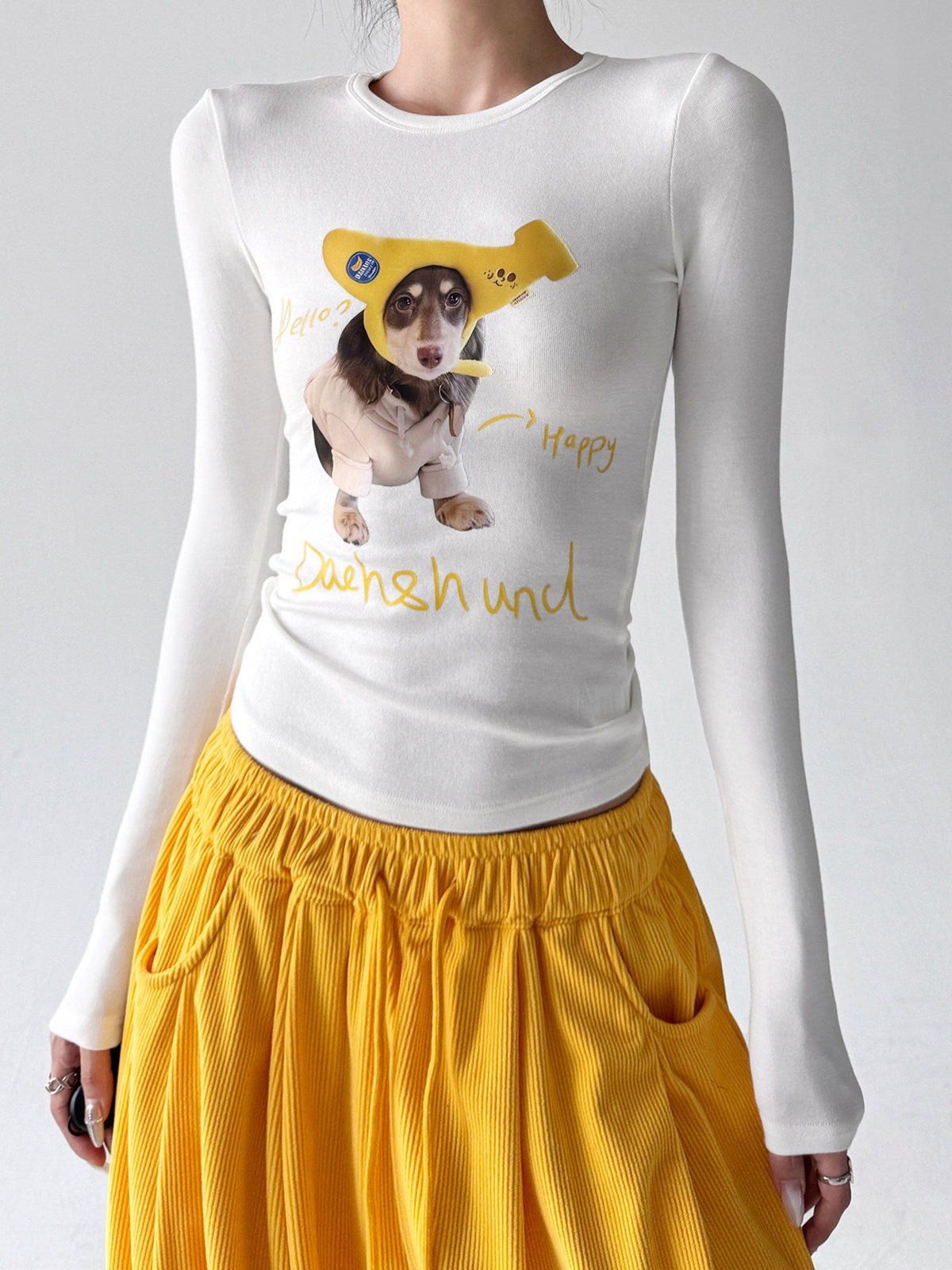 Dog Print Fitted Long-Sleeve Top - CT52189 - COPPING THREADS - CT ORIGINALS Main image