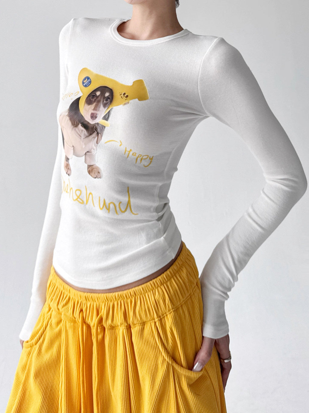 Dog Print Fitted Long-Sleeve Top - CT52189 - COPPING THREADS - CT ORIGINALS