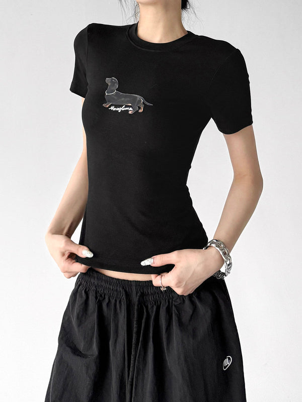 Dog-Print Fitted Tee - CT6676 - COPPING THREADS - CT ORIGINALS