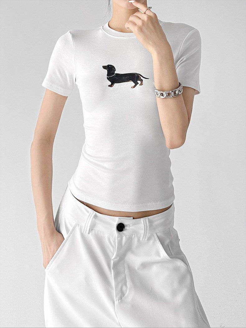 Dog-Print Fitted Tee - CT6676 - COPPING THREADS - CT ORIGINALS