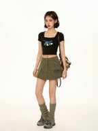 Dog Print Square Neck Tee - COPPING THREADS - CT Select