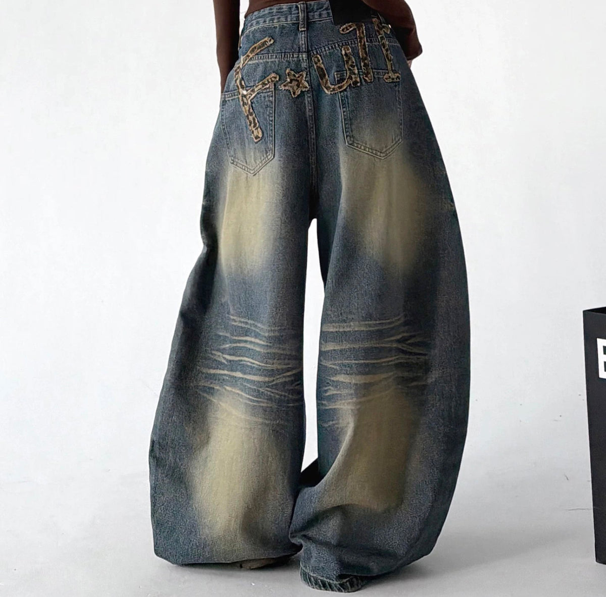 Doodle-Print Wide-Leg Jeans - COPPING THREADS - CT ORIGINALS