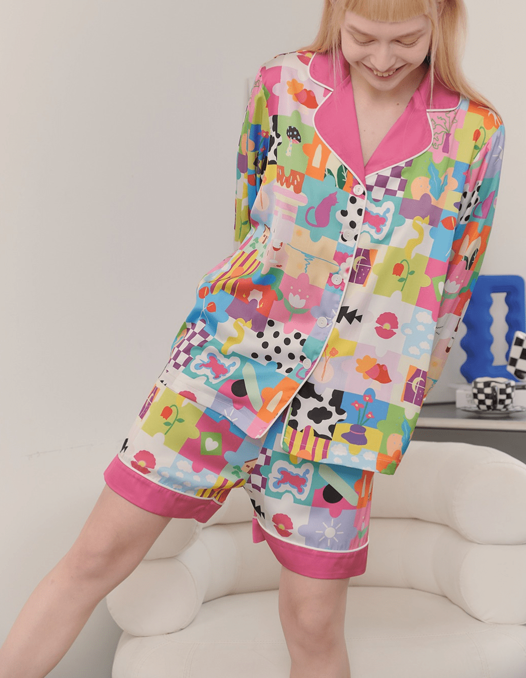 Dopamine Cartoon Ice Silk Pajama Set - COPPING THREADS - CT Dreamscape