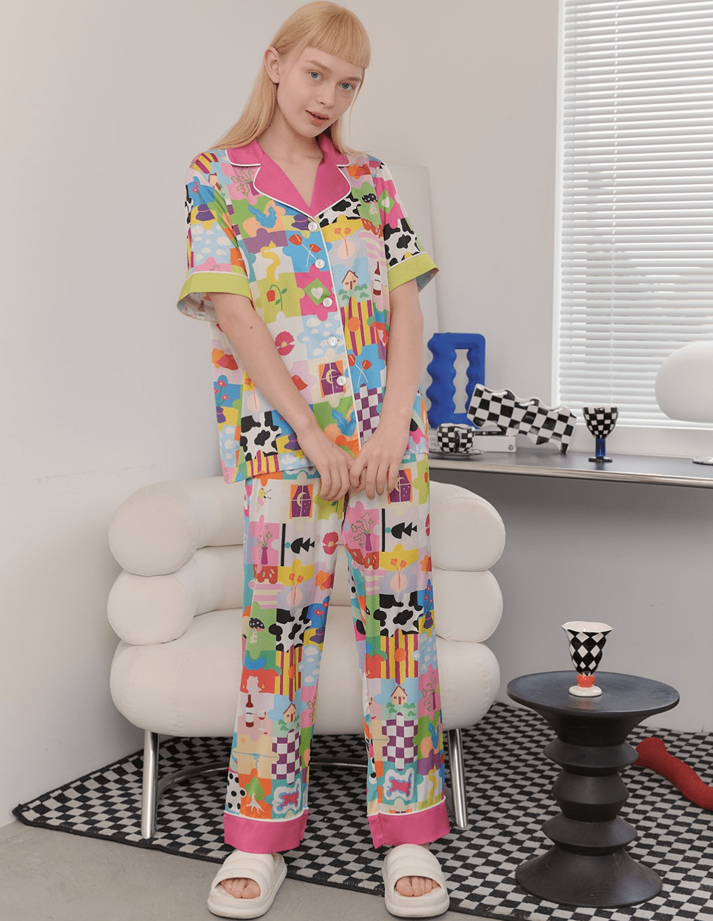 Dopamine Cartoon Ice Silk Pajama Set - COPPING THREADS - CT Dreamscape