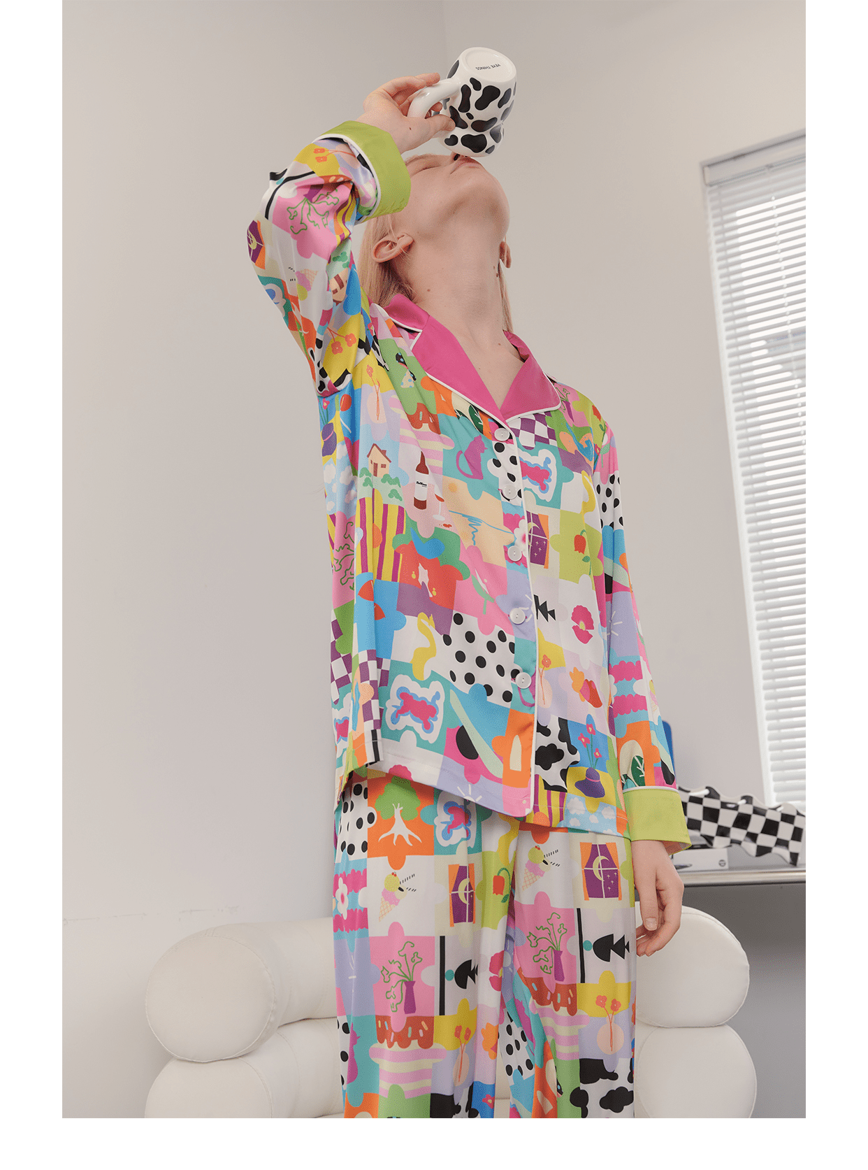 Dopamine Cartoon Ice Silk Pajama Set - COPPING THREADS - CT Dreamscape