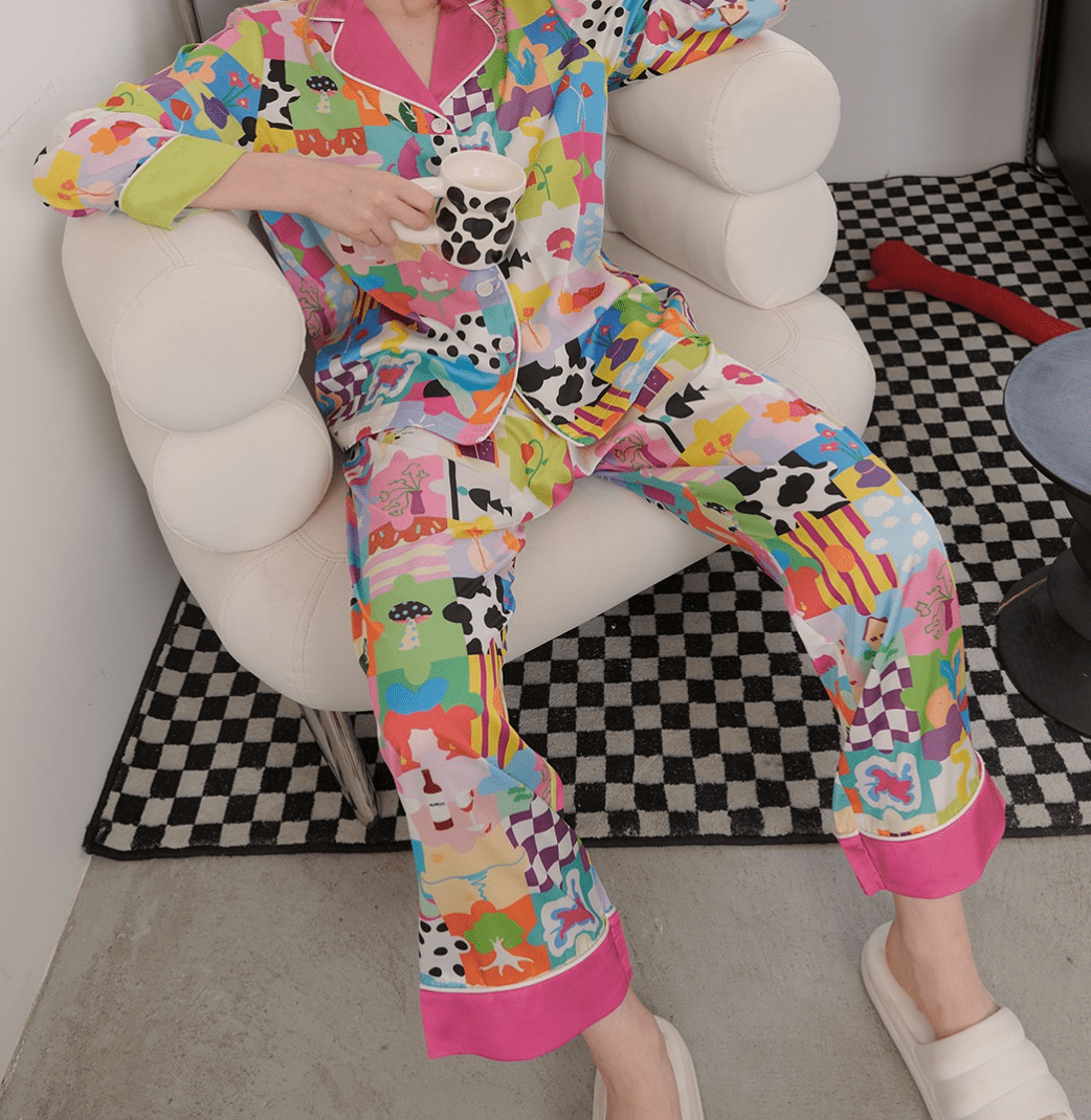 Dopamine Cartoon Ice Silk Pajama Set - COPPING THREADS - CT Dreamscape