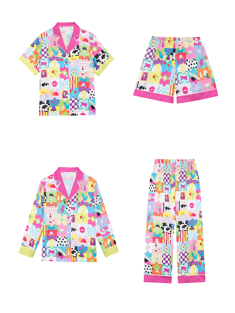 Dopamine Cartoon Ice Silk Pajama Set - COPPING THREADS - CT Dreamscape