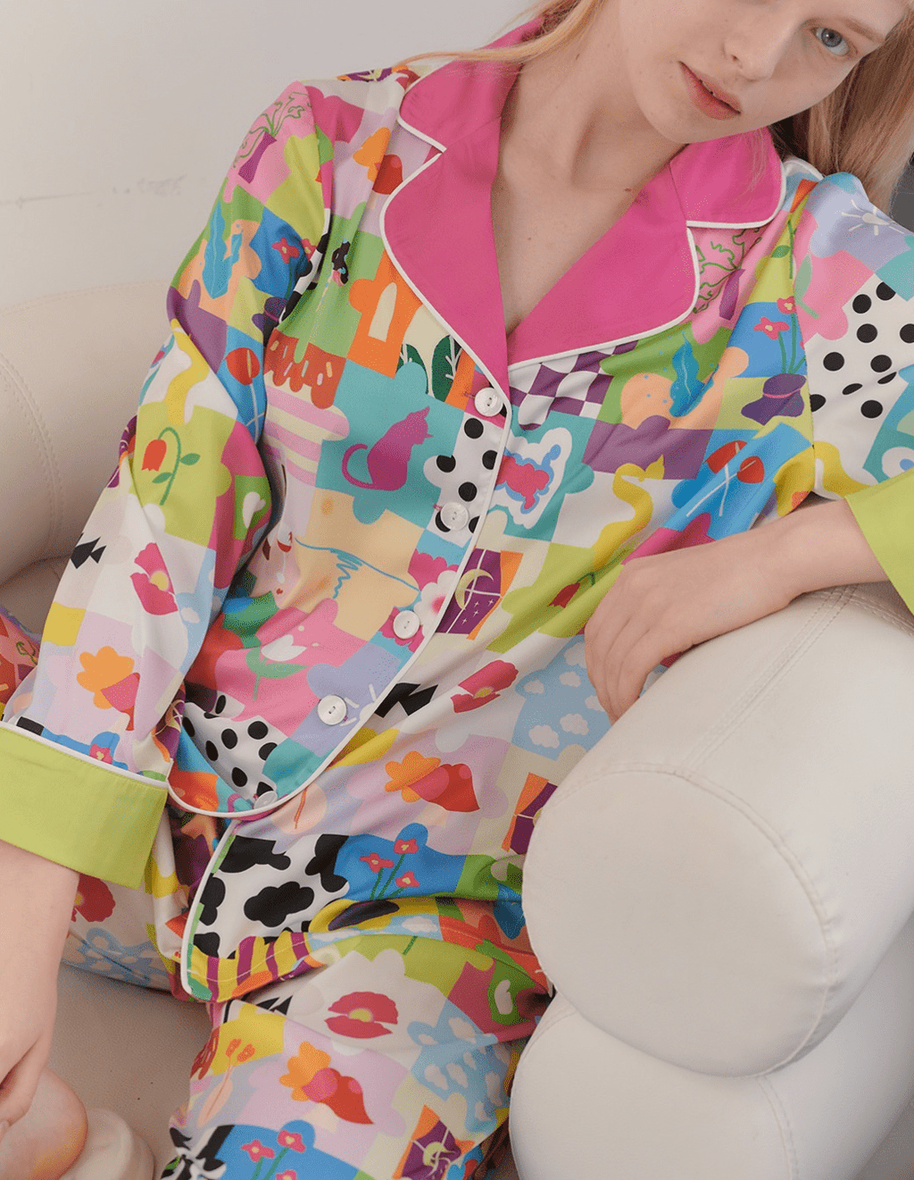 Dopamine Cartoon Ice Silk Pajama Set - COPPING THREADS - CT Dreamscape