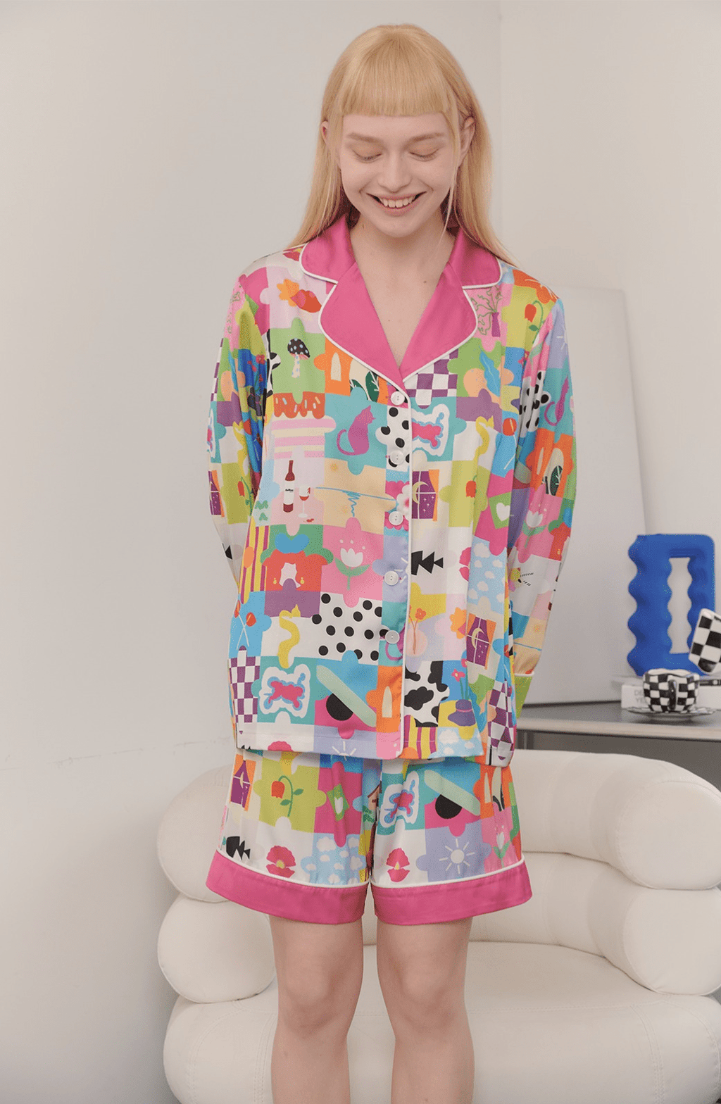 Dopamine Cartoon Ice Silk Pajama Set - COPPING THREADS - CT Dreamscape