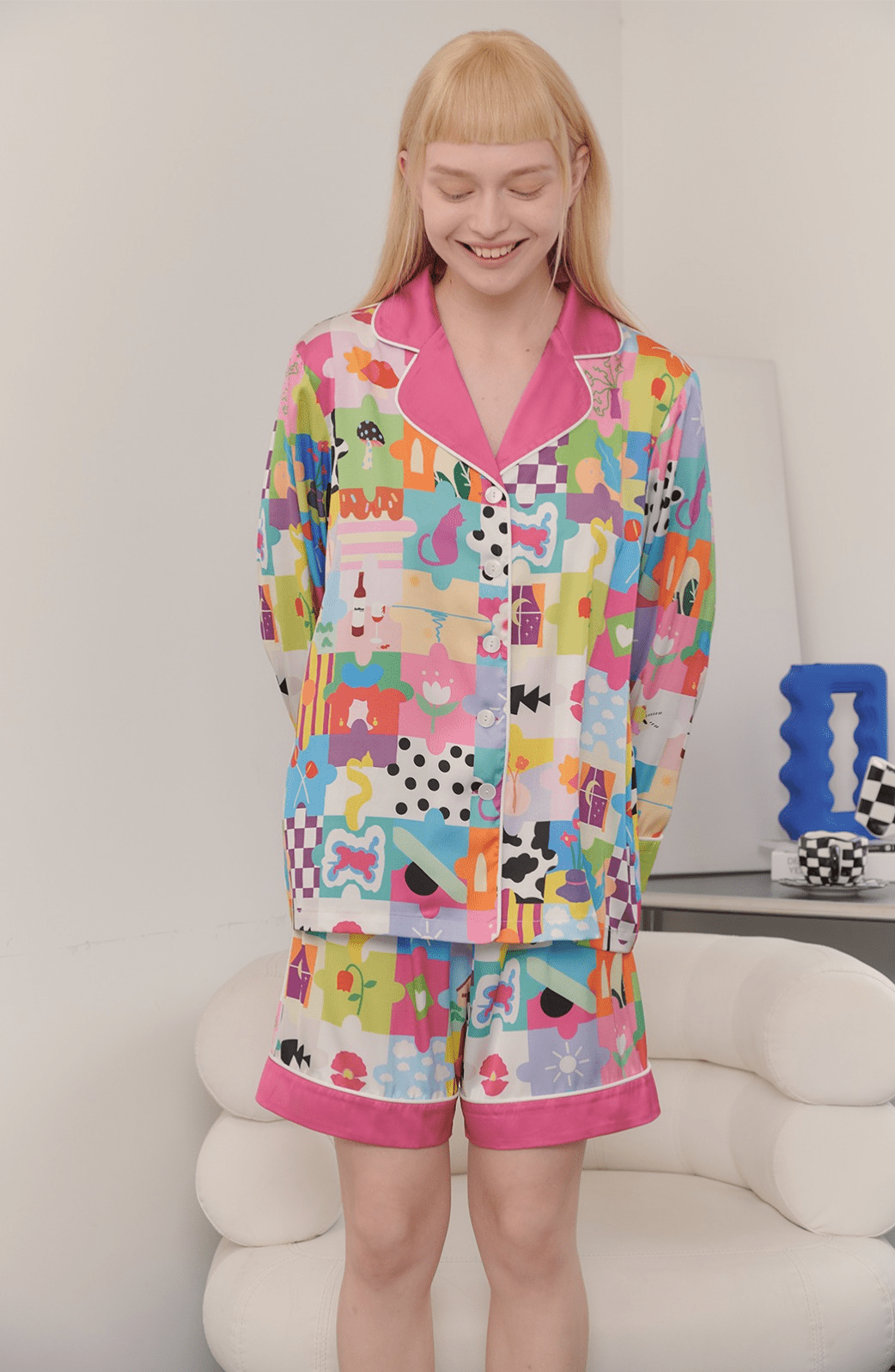 Dopamine Cartoon Ice Silk Pajama Set - COPPING THREADS - CT Dreamscape