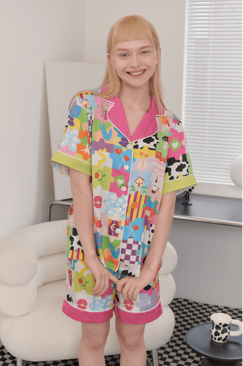 Dopamine Cartoon Ice Silk Pajama Set - COPPING THREADS - CT Dreamscape