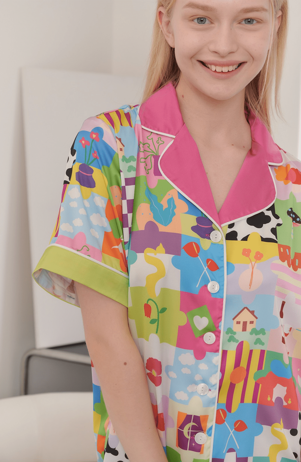 Dopamine Cartoon Ice Silk Pajama Set - COPPING THREADS - CT Dreamscape