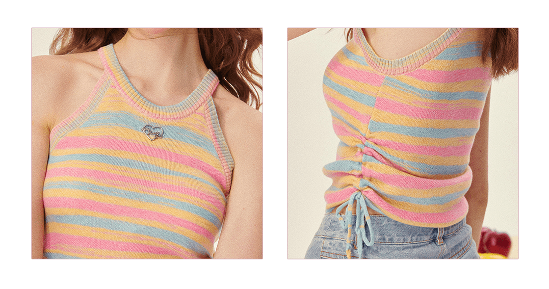 Dopamine Rainbow Knit Halter Top - COPPING THREADS - Girly Fancy