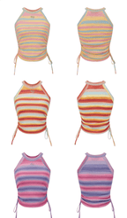 Dopamine Rainbow Knit Halter Top - COPPING THREADS - Girly Fancy
