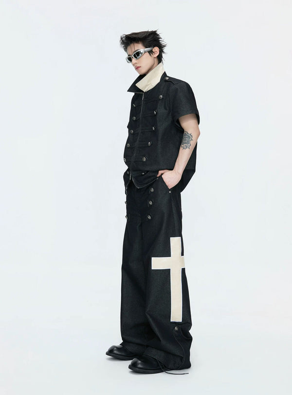 Double-Breasted Contrast-Collar Polo Set - COPPING THREADS - Argue Culture