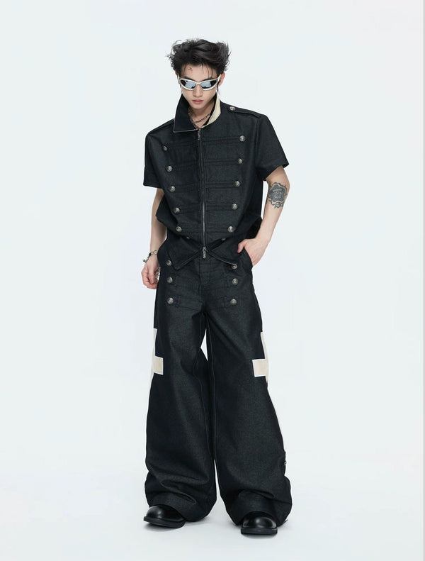 Double-Breasted Contrast-Collar Polo Set - COPPING THREADS - Argue Culture