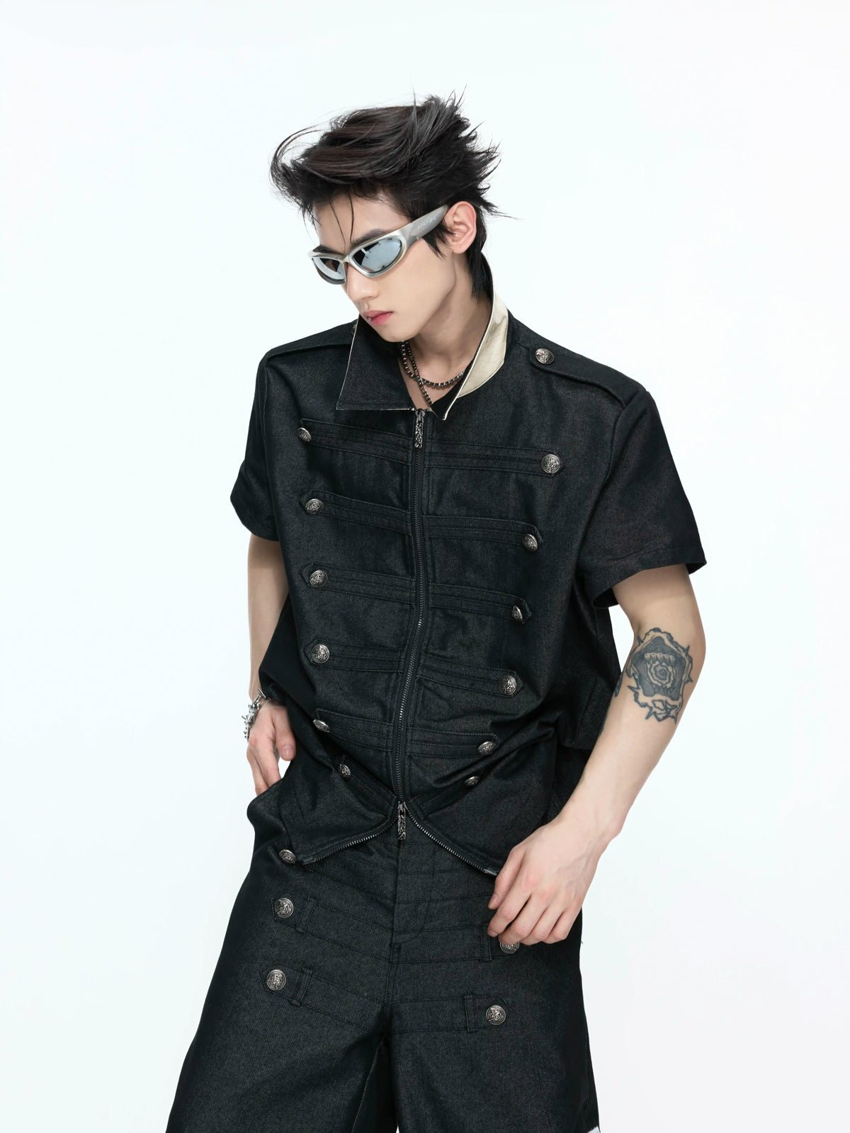 Double-Breasted Contrast-Collar Polo Set - COPPING THREADS - Argue Culture