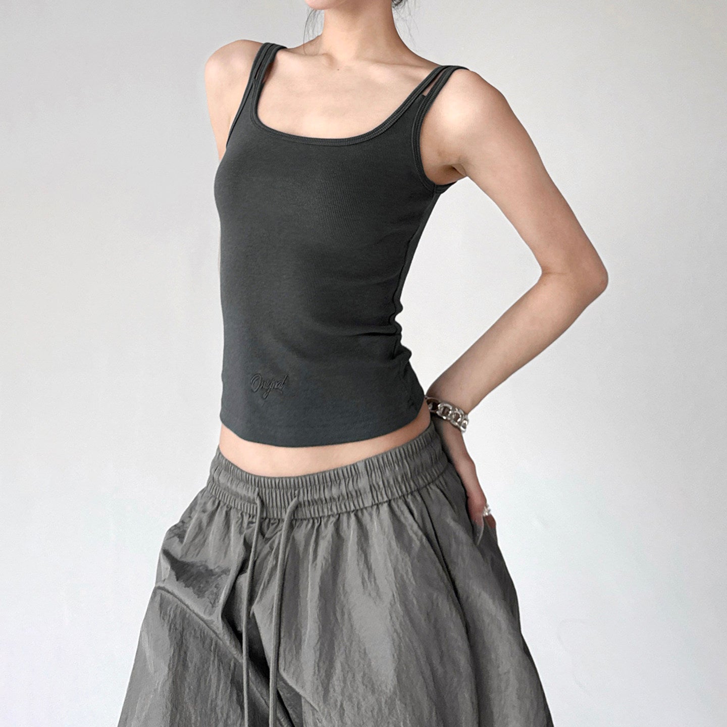 Double-Strap Letter-Logo Tank - CT6641 서브 이미지