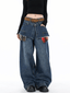 Double Waist Plaid Patchwork Wide - Leg Jeans - COPPING THREADS - CT Select