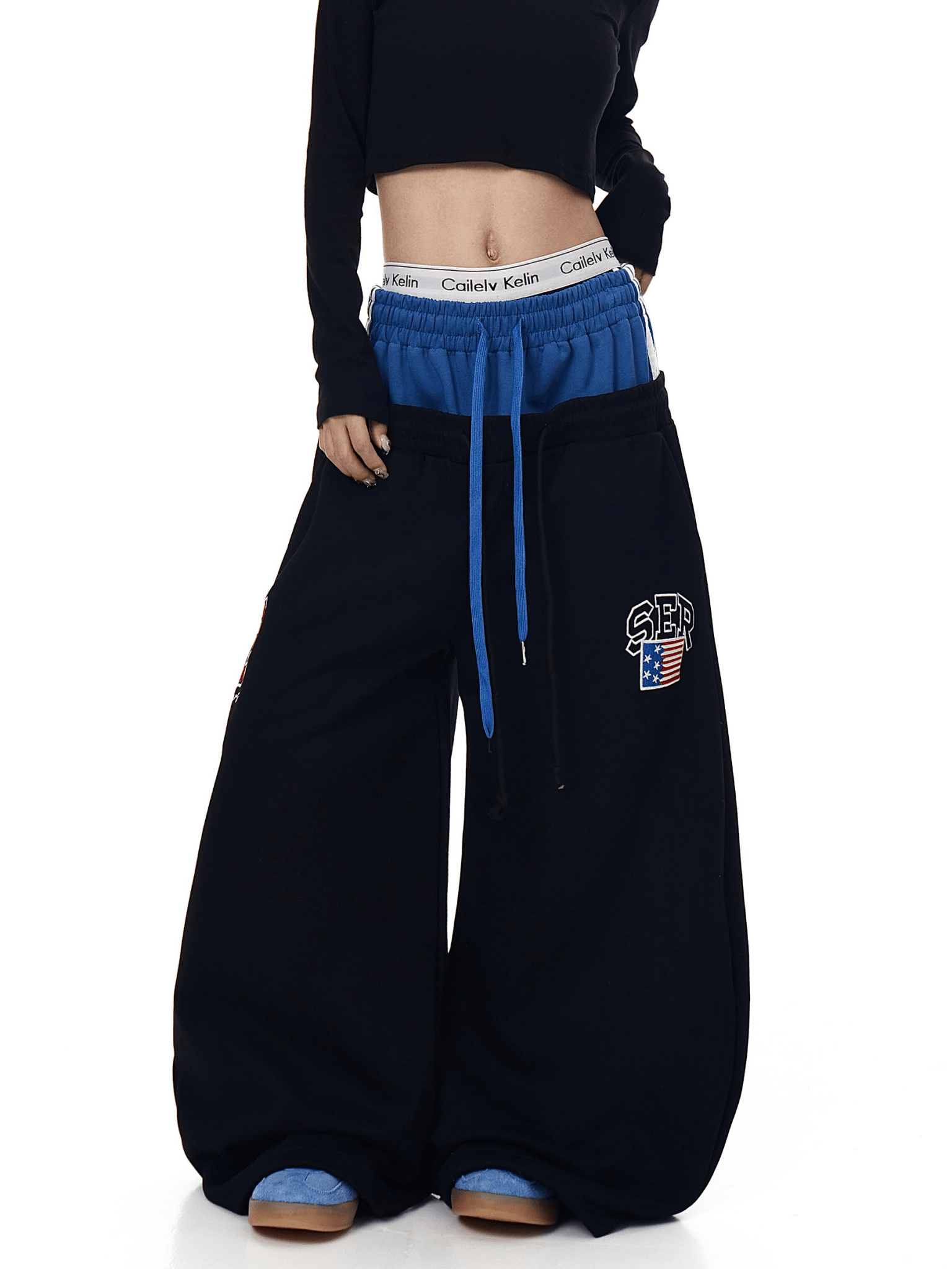 Double Waistband Letter Wide - Leg Sweatpants - COPPING THREADS - CT Select