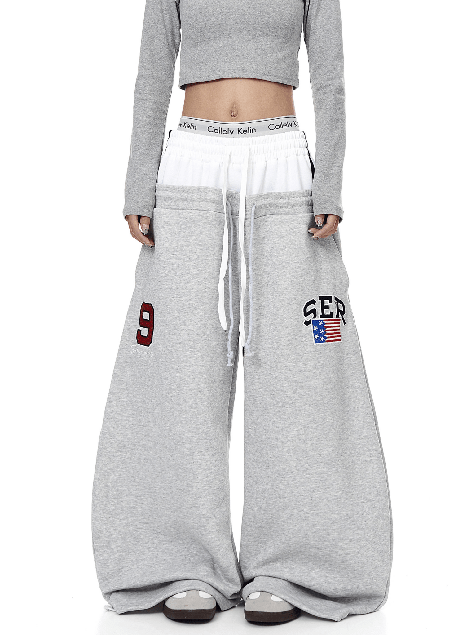 Double Waistband Letter Wide - Leg Sweatpants - COPPING THREADS - CT Select 메인 이미지
