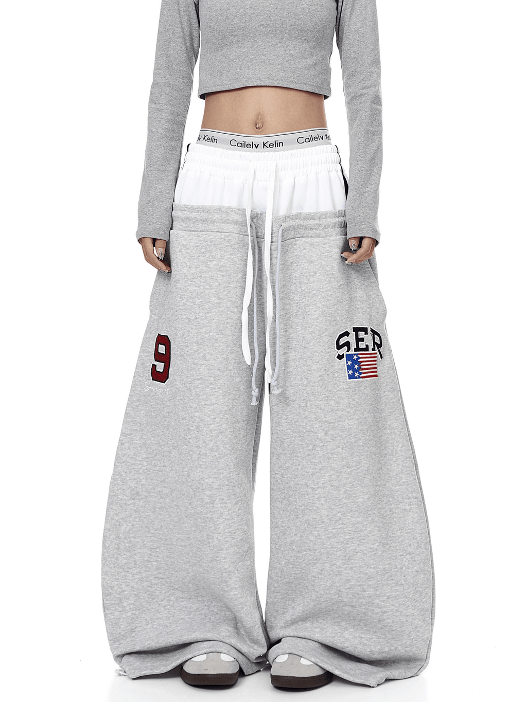 Double Waistband Letter Wide - Leg Sweatpants - COPPING THREADS - CT Select