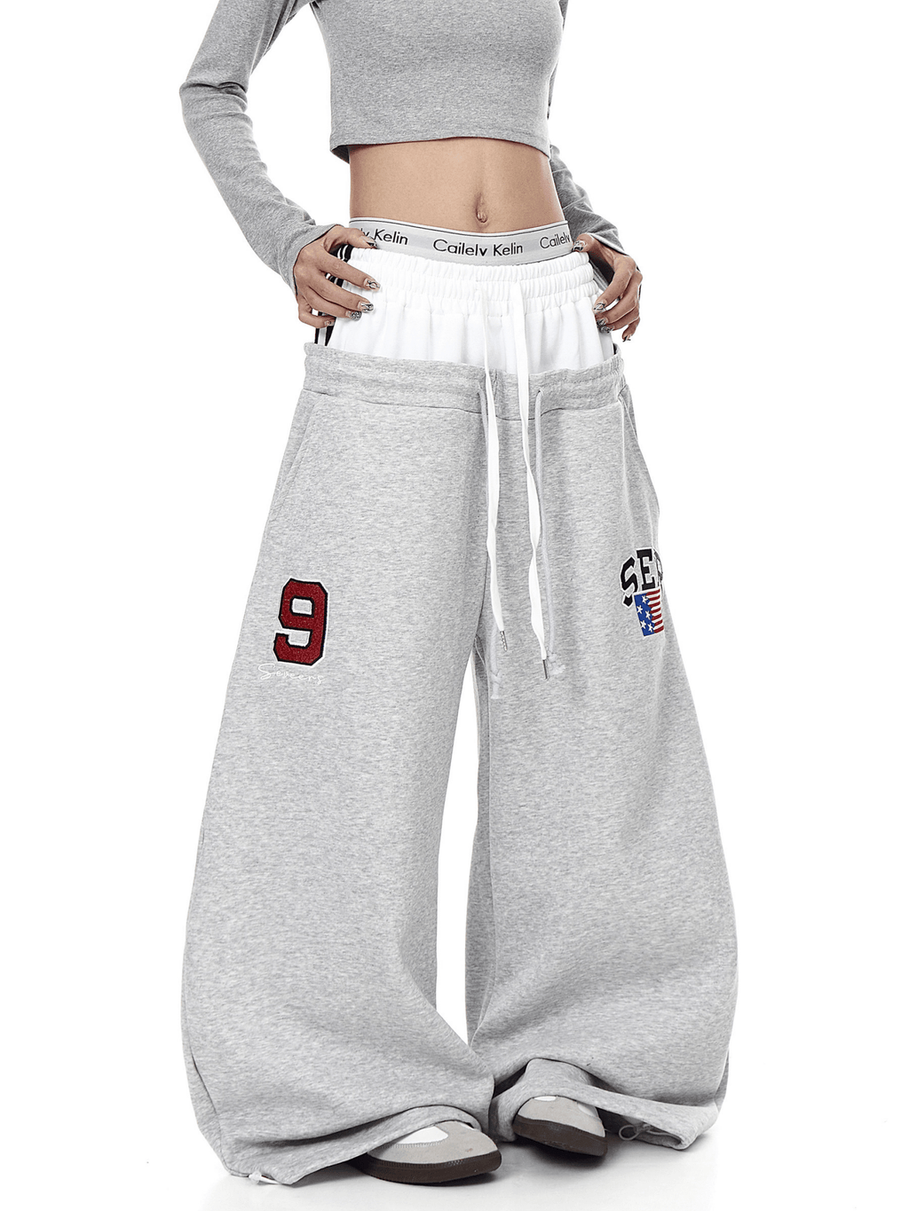 Double Waistband Letter Wide - Leg Sweatpants - COPPING THREADS - CT Select