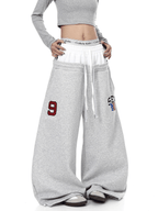Double Waistband Letter Wide - Leg Sweatpants - COPPING THREADS - CT Select