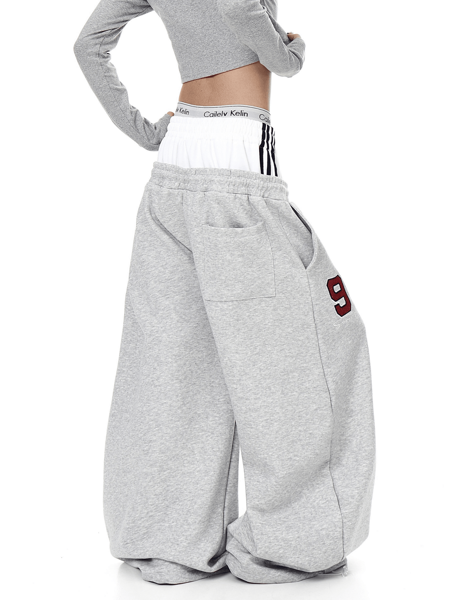 Double Waistband Letter Wide - Leg Sweatpants - COPPING THREADS - CT Select