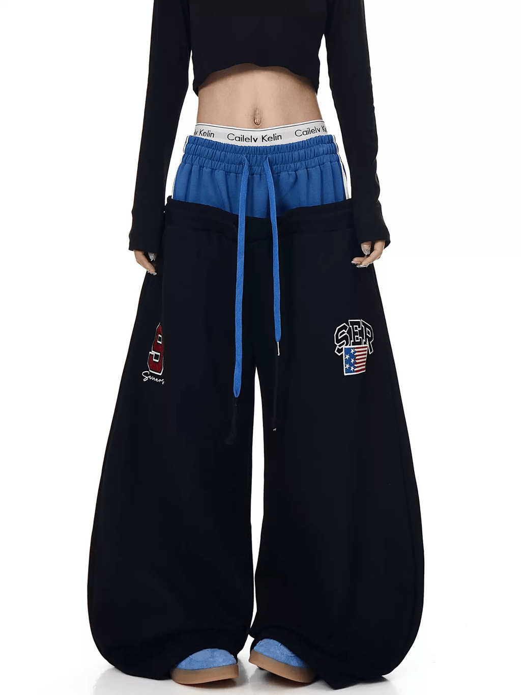 Double Waistband Letter Wide - Leg Sweatpants - COPPING THREADS - CT Select