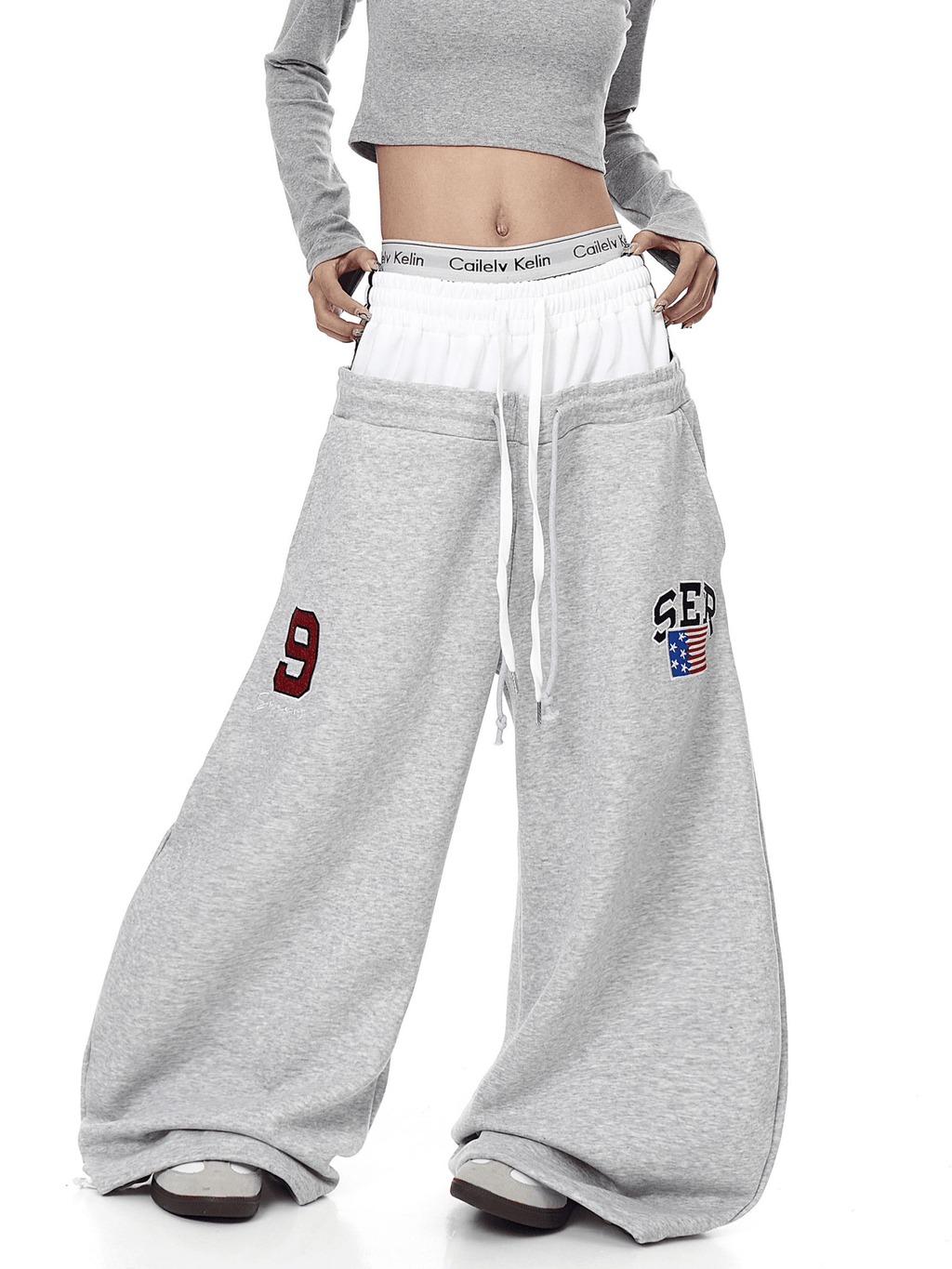 Double Waistband Letter Wide - Leg Sweatpants - COPPING THREADS - CT Select